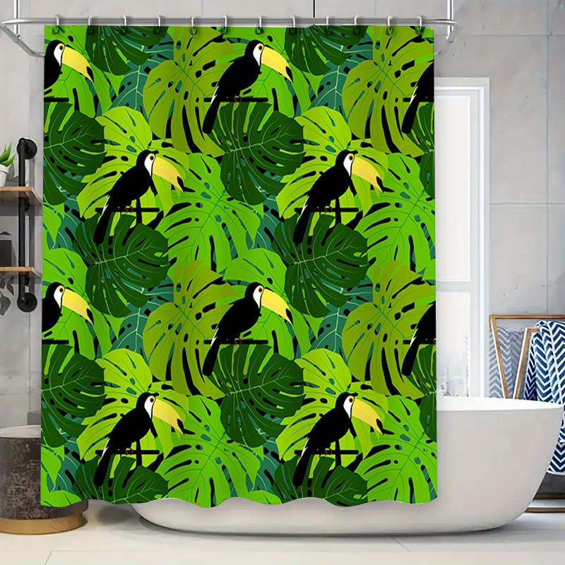 

Exotic Bird Leaf Shower Curtain Modern Bathroom Decor For Home Living Room Or Hotel W60H190(CM)-1 Pcs