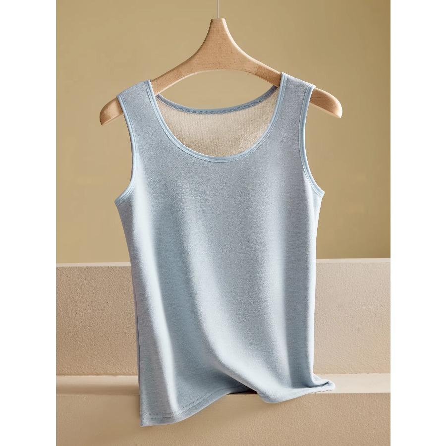 Women's Thermal Vest, Double-Layered, Fleece-Lined, Thickened, Warm Outerwear, Heat-Generating, Sleeveless Base Layer Top