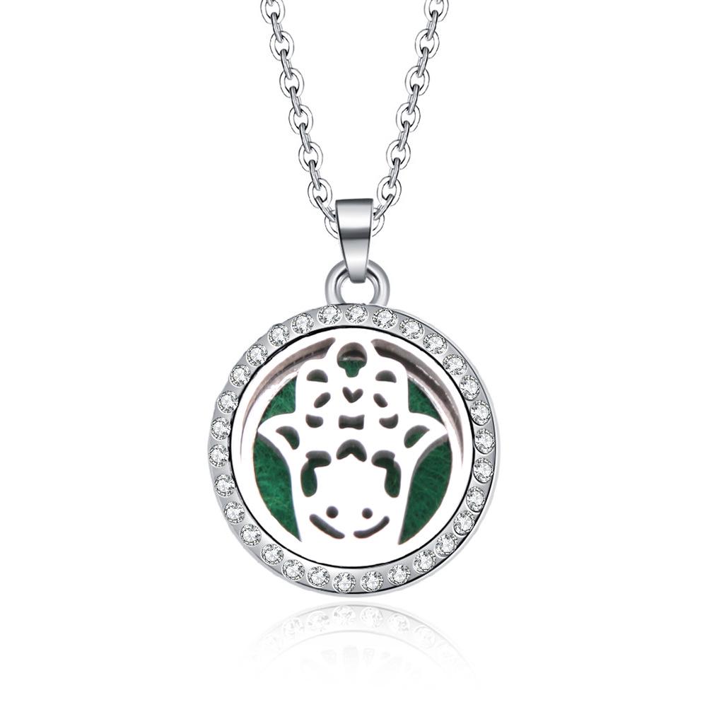 In-Stock Aromatherapy Hollow Diamond Pendant Necklace