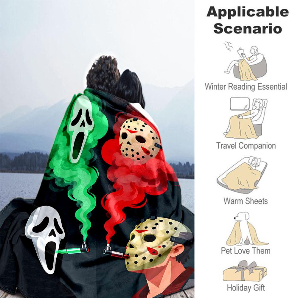 1pc Scream Jason Outdoor Blanket Lightweight Flannel, Soft & Warm, All Season Use for Sofa, Outdoor, Camping, Living Room, Office, Chair