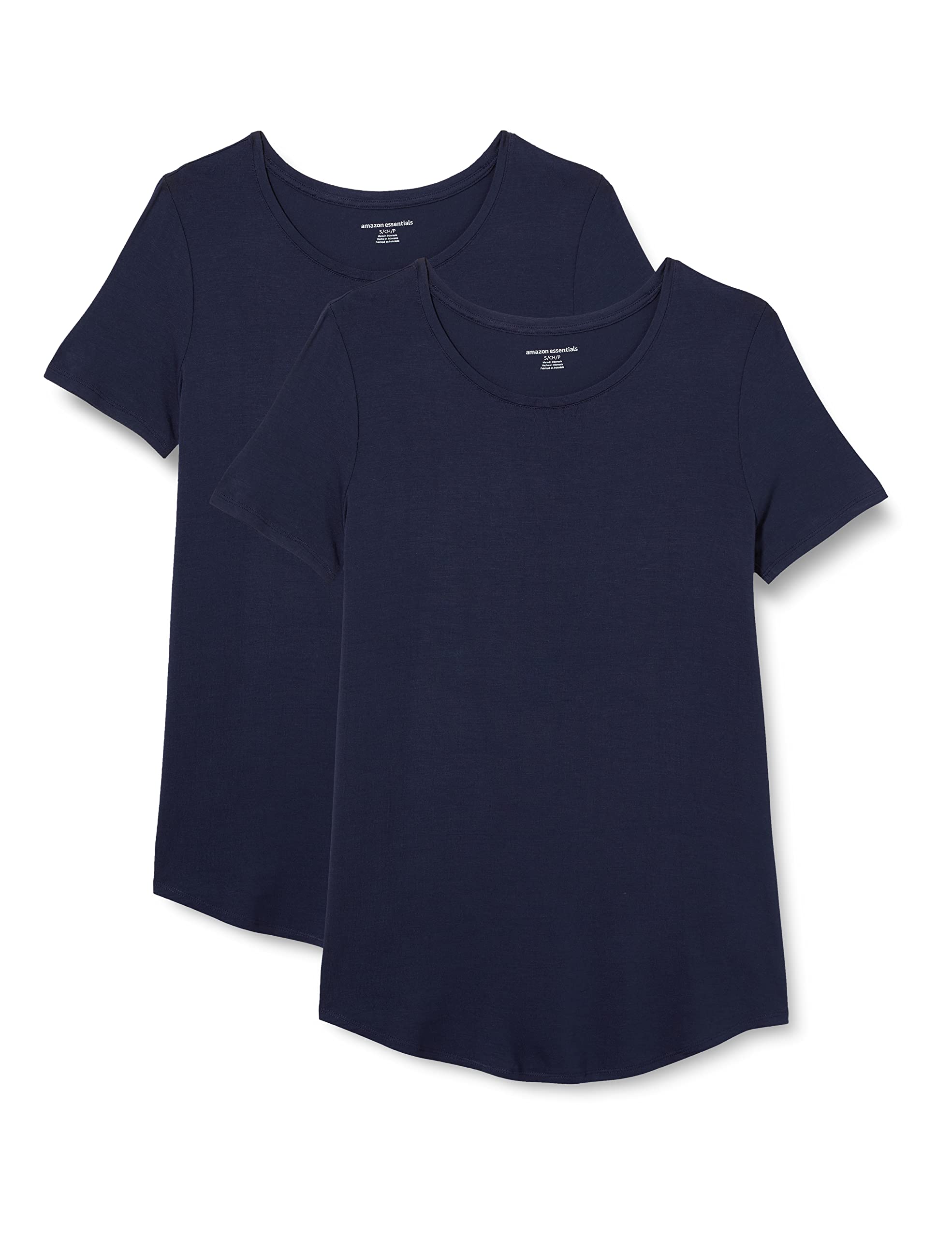 

[Amazon Essentials] 2-Pack Tunic, Scoop Neck, Short Sleeve, Women s, Navy, Size L