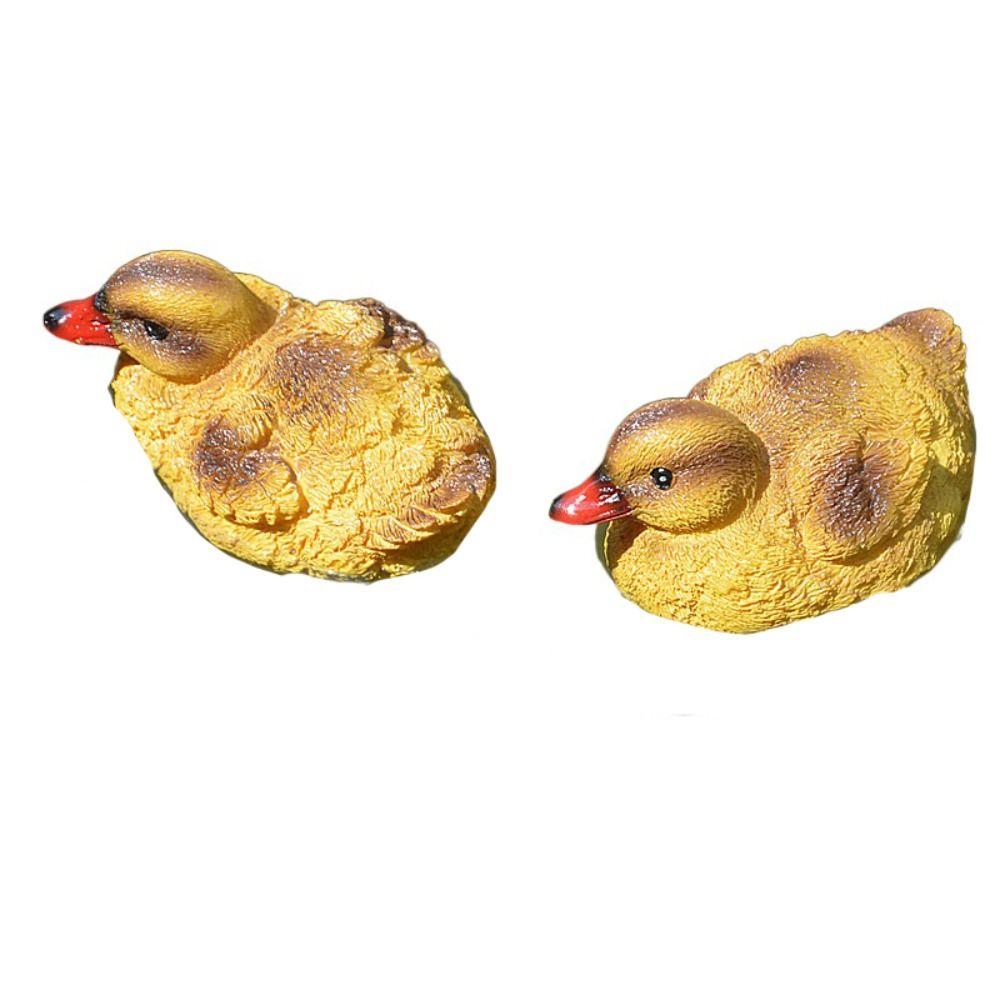 

1 Pair Yellow Small Figurine Resin Animal Swimming Sculpture Floating Ducks Statue Courtyard коричневый