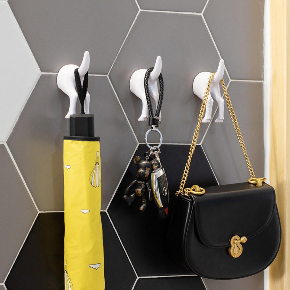 Dog Tail Hooks Hat Coat Key Wall Mounted Hanger Sticker Decoration Creative Tail Kitchen Small Hook Wall Hanging Hole Punching