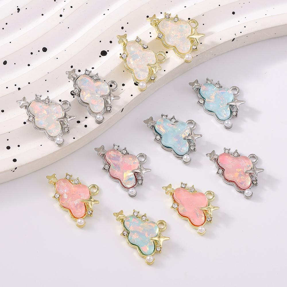 5pcs Cute Gemstone Cloud Pendant Charms for Necklace Earrings Bracelet DIY Handmade Jewelry Accessories Supplies