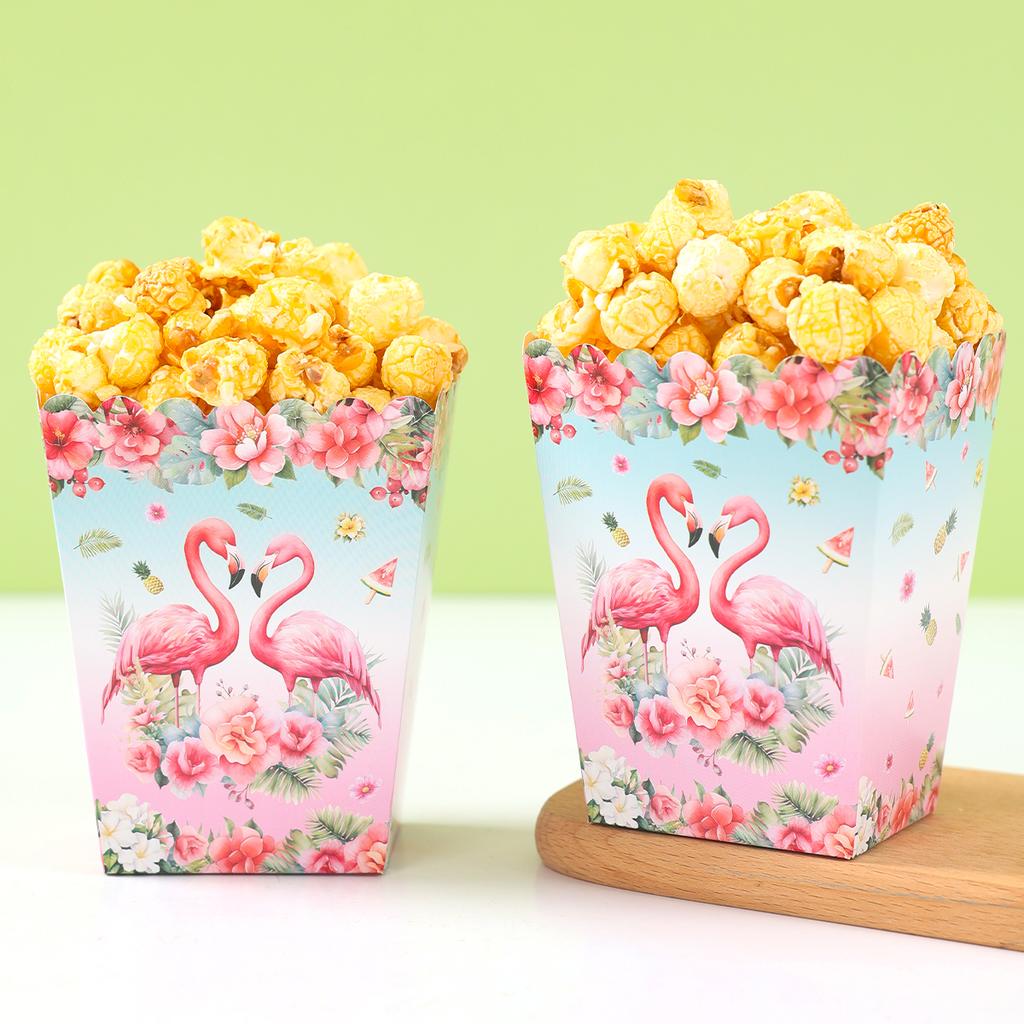 Flamingo Popcorn Box Hawaiian Summer Beach Birthday Party Decorations Kids Hawaii Luau Tropical Birthday Wedding Party Supplies