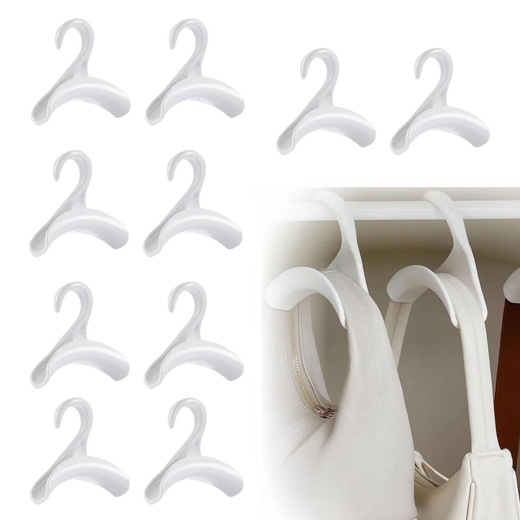 East Leaf Bag Hanger, Bag Hooks, Bag and Scarf Storage, Stylish, White (Set of 10)