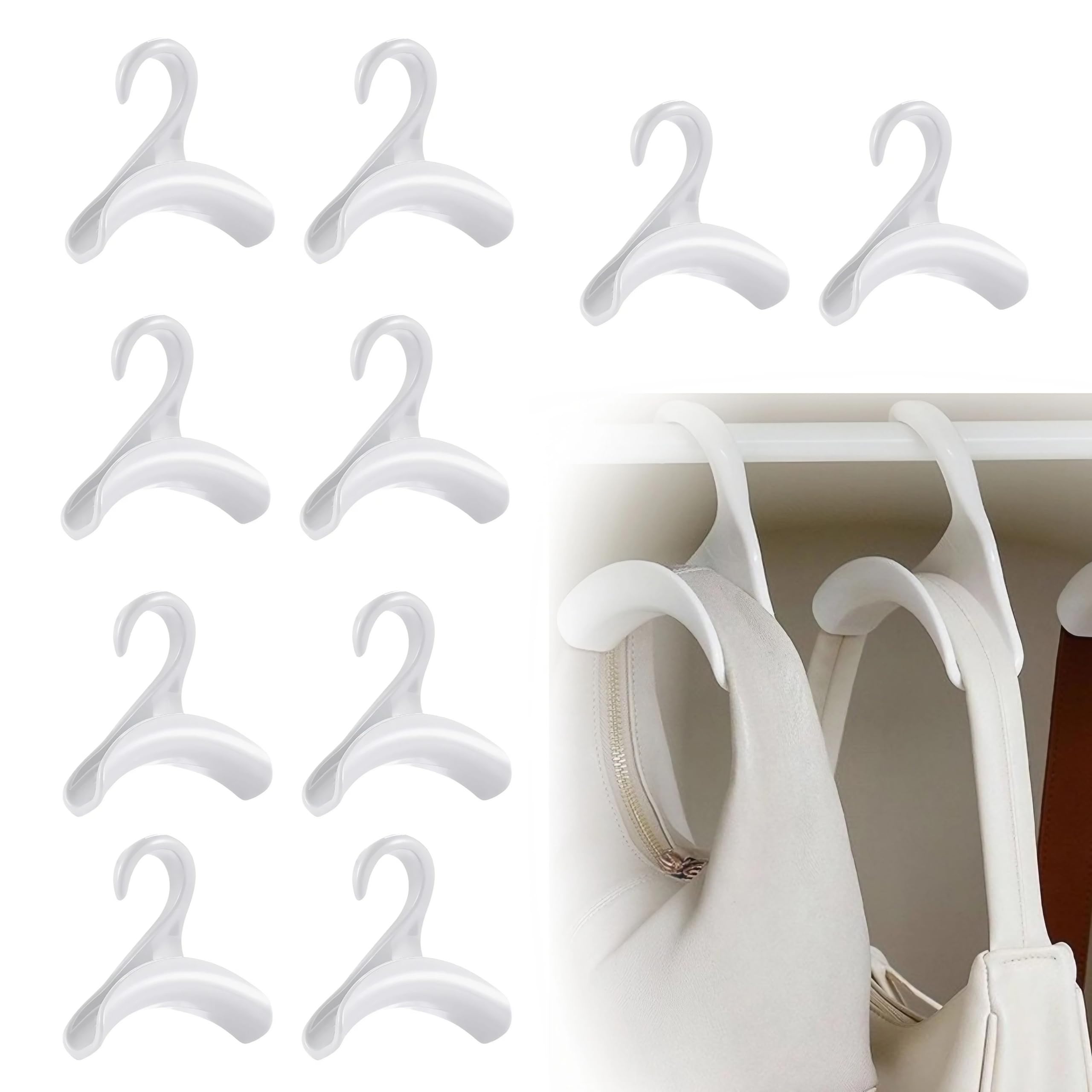 

East Leaf Bag Hanger, Bag Hooks, Bag and Scarf Storage, Stylish, White (Set of 10)