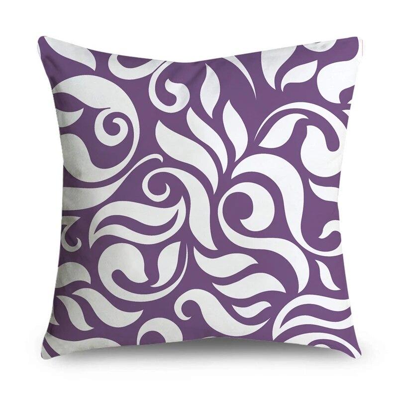 Blumiges Geometrisches Druckauto Sofa Dekorative Kissenhülle Zuhause Kissen Lila Muster Kissenbezug