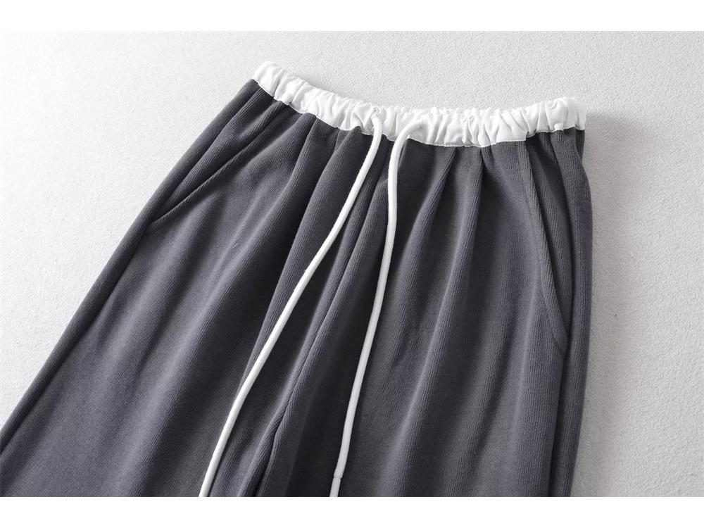Trendy Women's Elastic Waist Color Block Sweatpants, High Waist Drawstring Loose Wide Leg