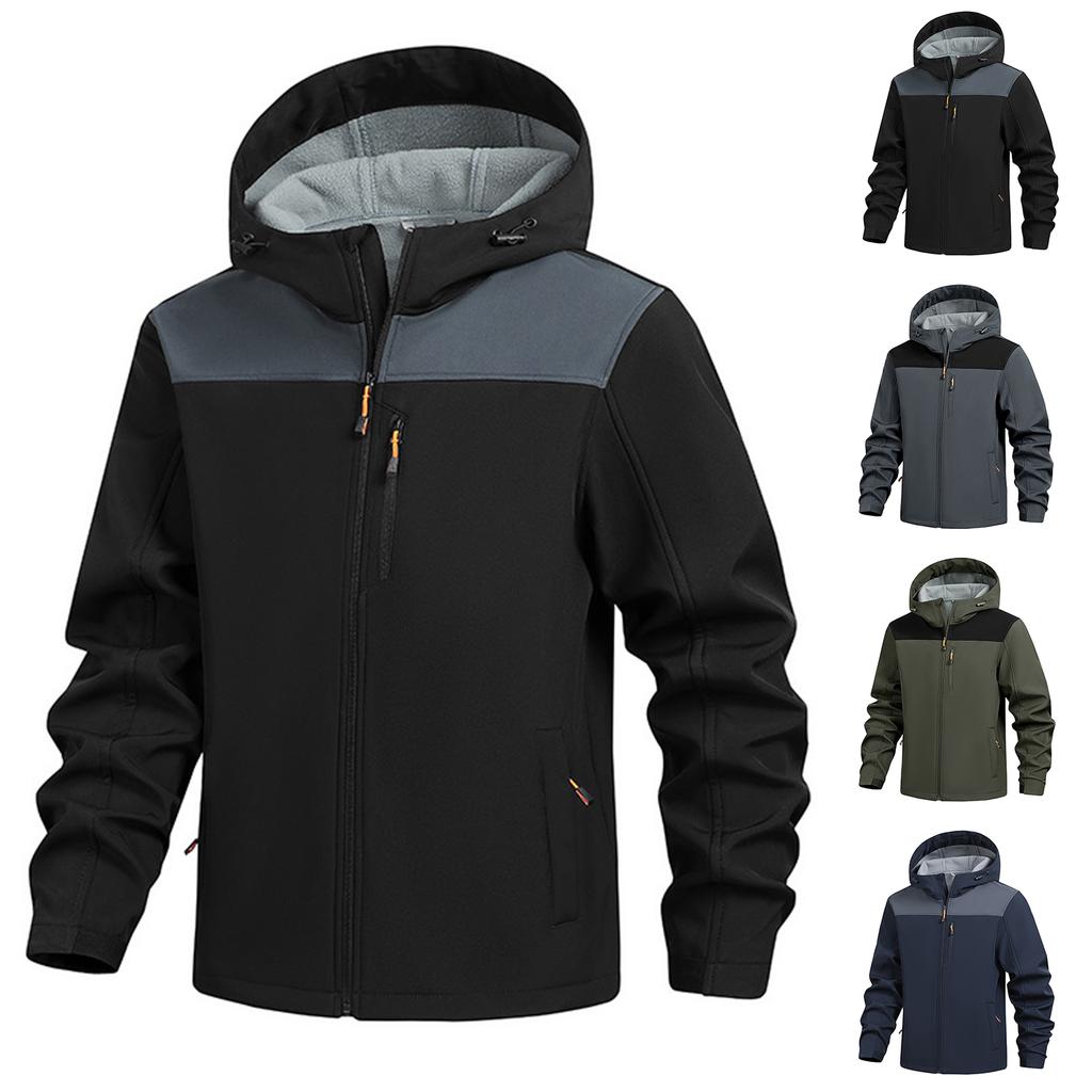 Men's Solid Color Outdoor Mountaineering Waterproof Windproof Fleece Jacket Outdoor Jacket