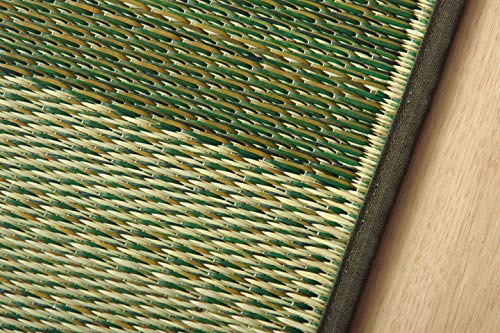 IKEHIKO "F Block 2" Japanese-Made Igusa Rug, Green, Approx. 140 x 200 cm (Urethane Backing)