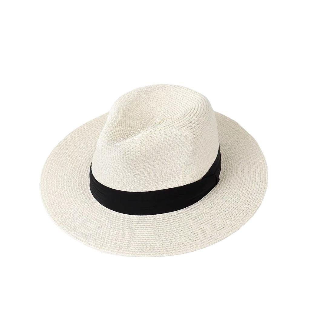 Panama straw hat women's summer sun protection visor men's summer seaside big brim sun hat travel team building beach hat