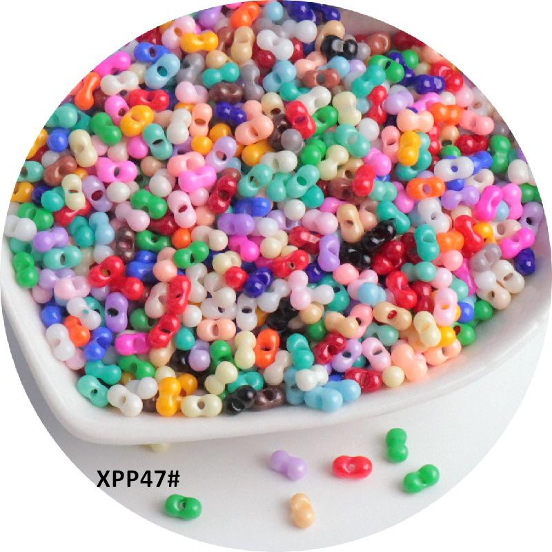 2x4mm Solid Color Glass Peanut Beads for DIY Jewelry & Hair Accessories