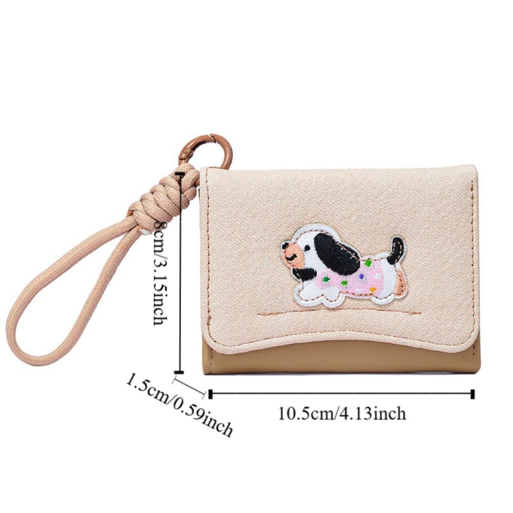 Embroidery Folding Purse Korean Style Card Holder Fashion Cute Puppy Short Wallet Girls