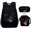 Classic Novelty Cool Cute Cat Pattern 3D Print 3pcs/Set Student School Bags Laptop Backpack Crossbody Lunch bag Pencil Case