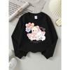 Kids Crewneck Sweatshirt, Cute Bear & Cat Pillow Creative Print,Daily Casual Top for Spring & Autumn