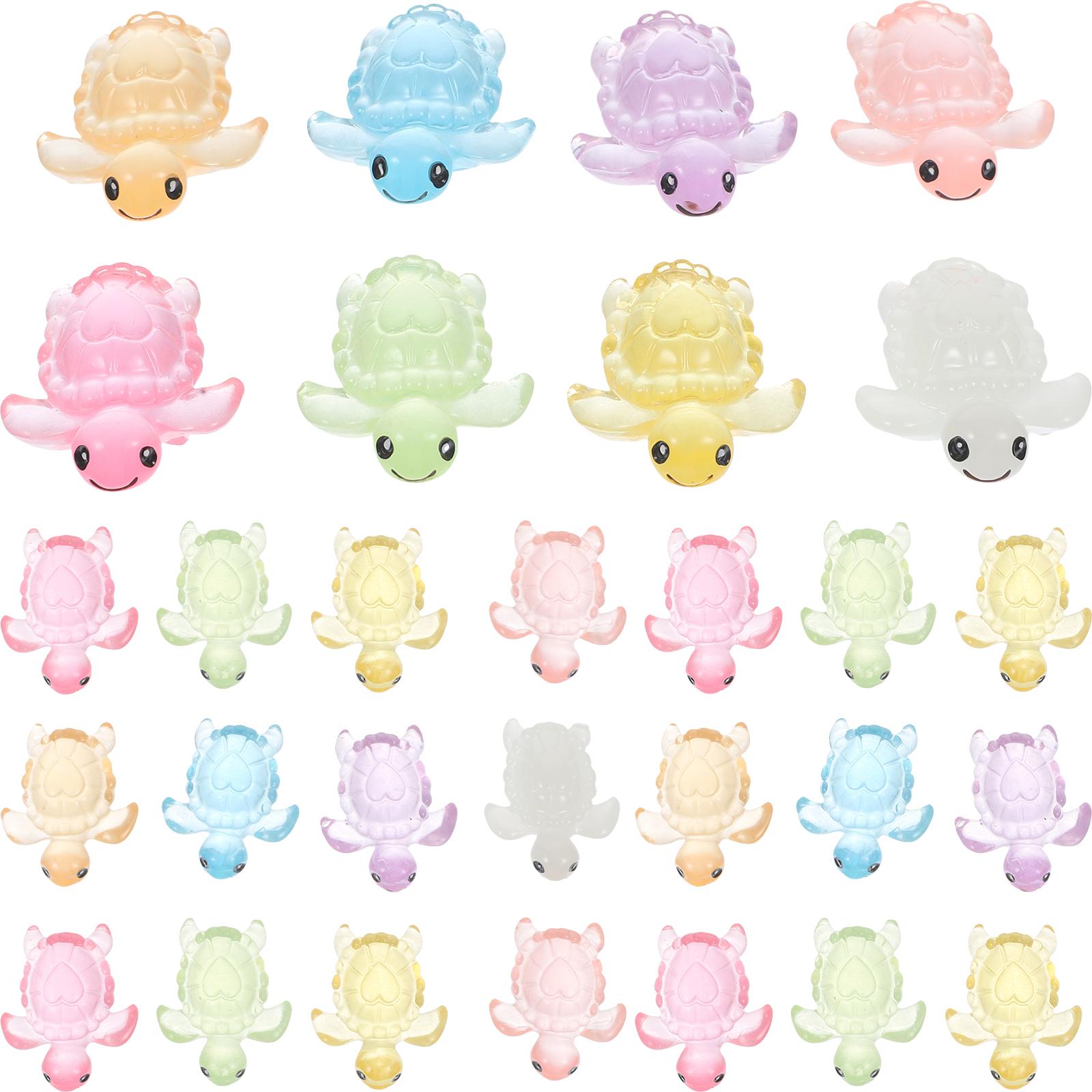 

Luminous Turtle Ornaments (mixed Colors) 48pcs Resin Animal Statue Mini Animals