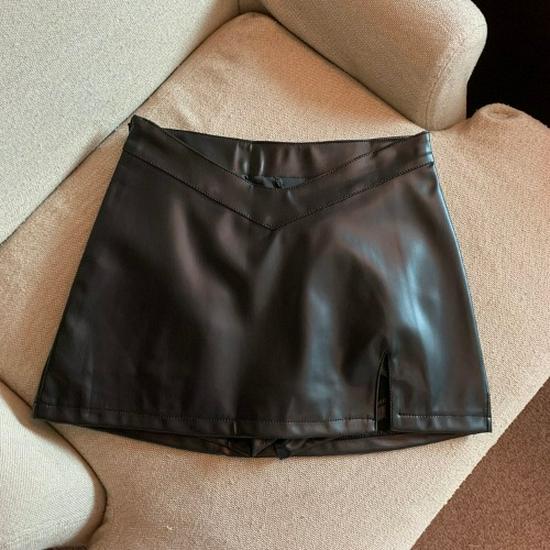 

Женская серебристо-золотистая облегающая кожаная юбка-карандаш с завышенной талией 3XL