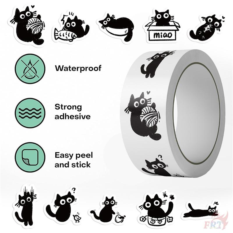 500Pcs/Roll Q Naughty Black Cats Kids Rewards Stickers - DIY Scrapbooks Album Decor Sealing Label Decals