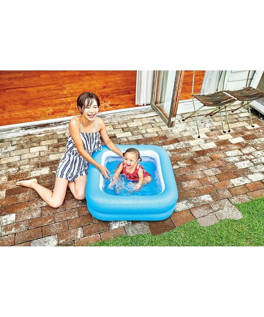 JILONG Square Box 82 x 82 x 27cm Pool, Blue, (Inflated Size), JL-670623
