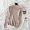 Autumn Winter Casual Slim Warm Base Women's Knitted Sweaters Half High Collar Buttons Pullovers Sweater Woman Fashion Thin Long Sleeve Jumper 25481