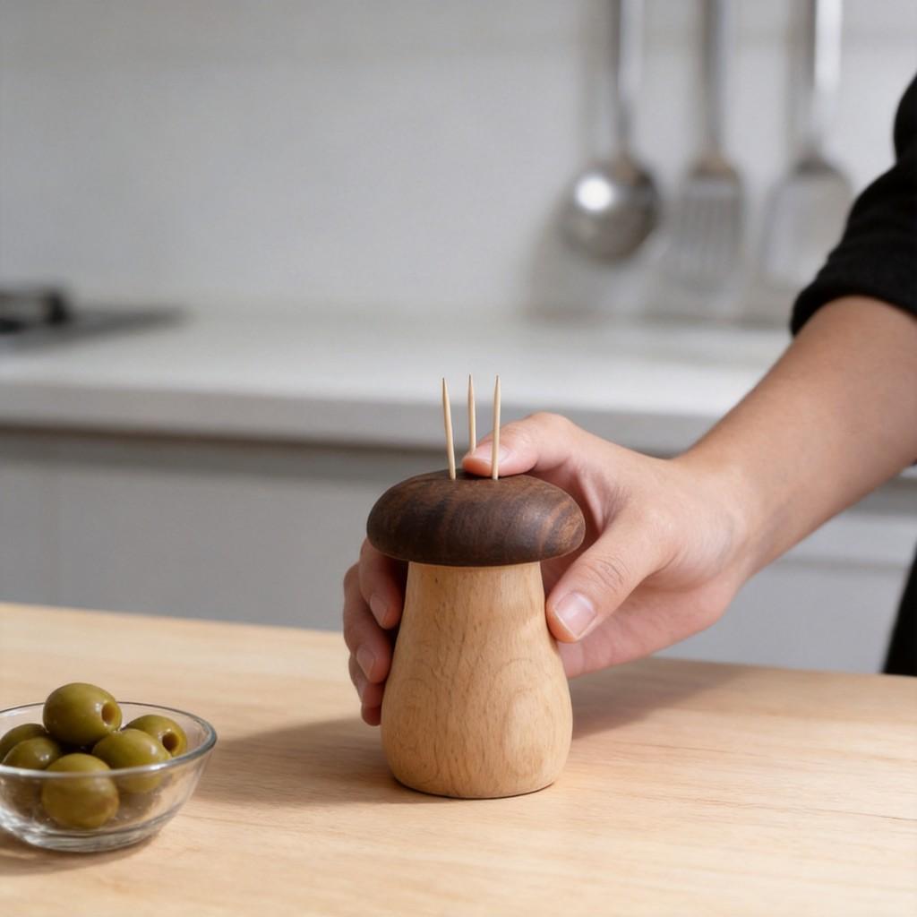 Wooden Toothpick Holder With Black Walnut Lid For Home Dining And Hotel Decor