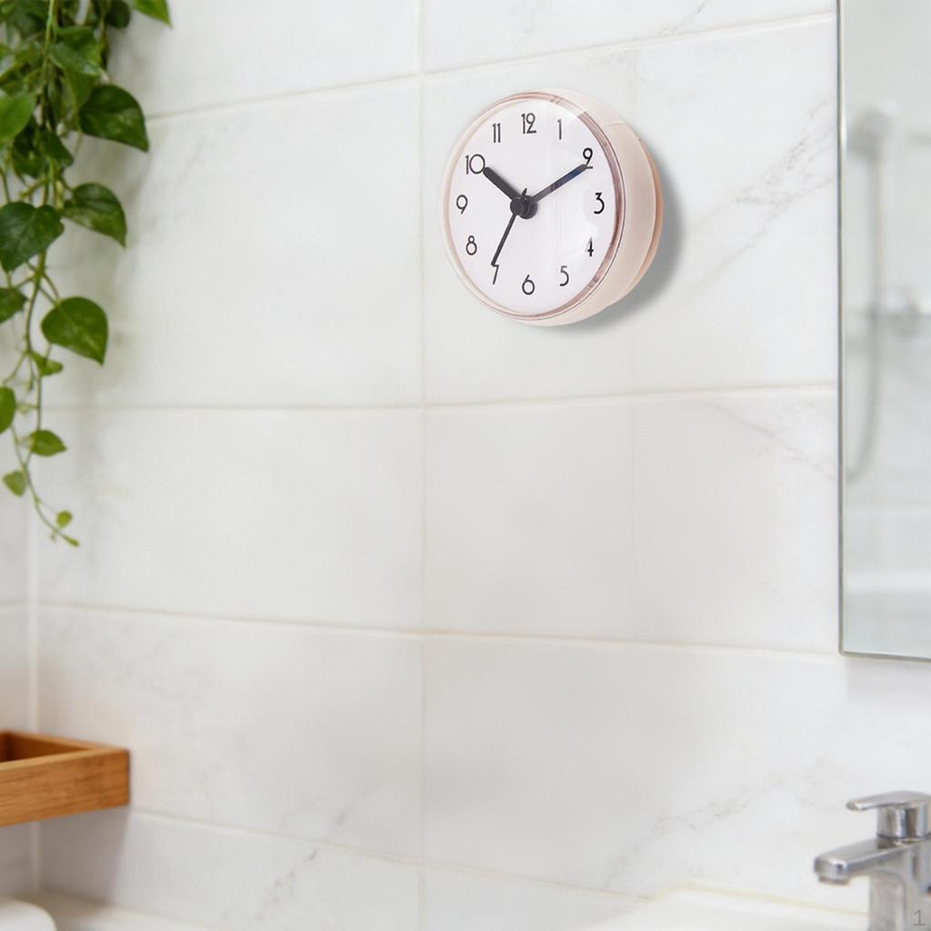Bathroom Shower Clock Round Wall Hanging,Home Decor with Suction Cup Water Resistant for