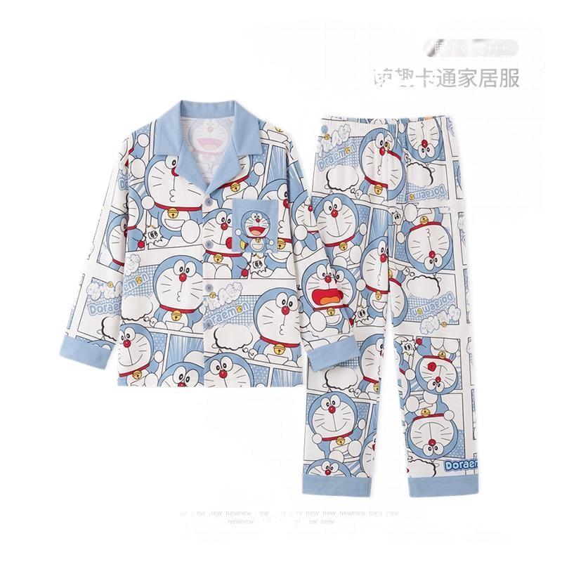 Boys Cotton Pajama Set Long Sleeve Thin Sleepwear Cartoon Print Hoodie Style Home Wear Kids 8