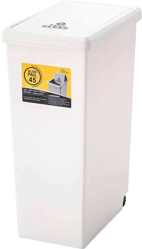 Azumaya-kk Trash Can with Lid, White, W27 X D42 X H60.5cm, LFS-763WH