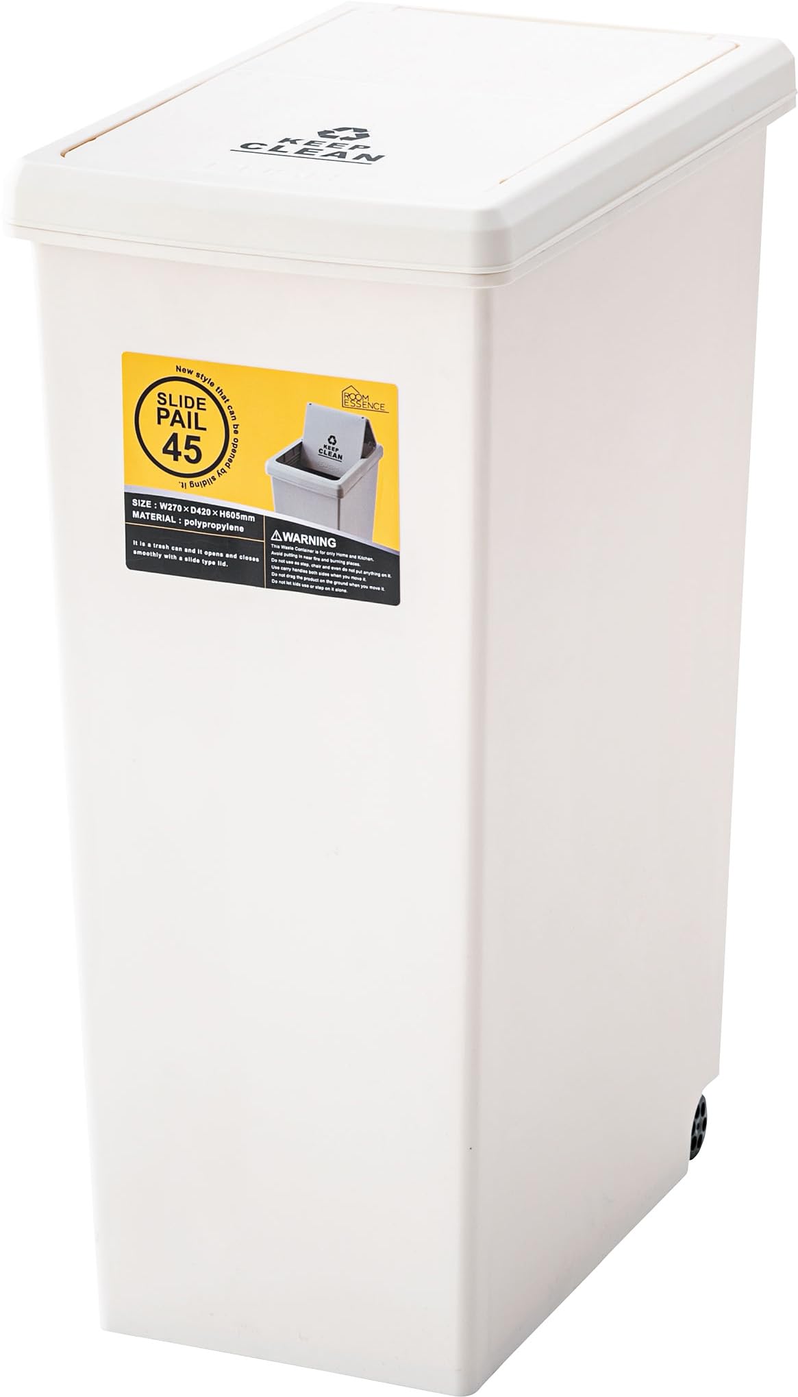 

Azumaya-kk Trash Can with Lid, White, W27 x D42 x H60.5cm, LFS-763WH