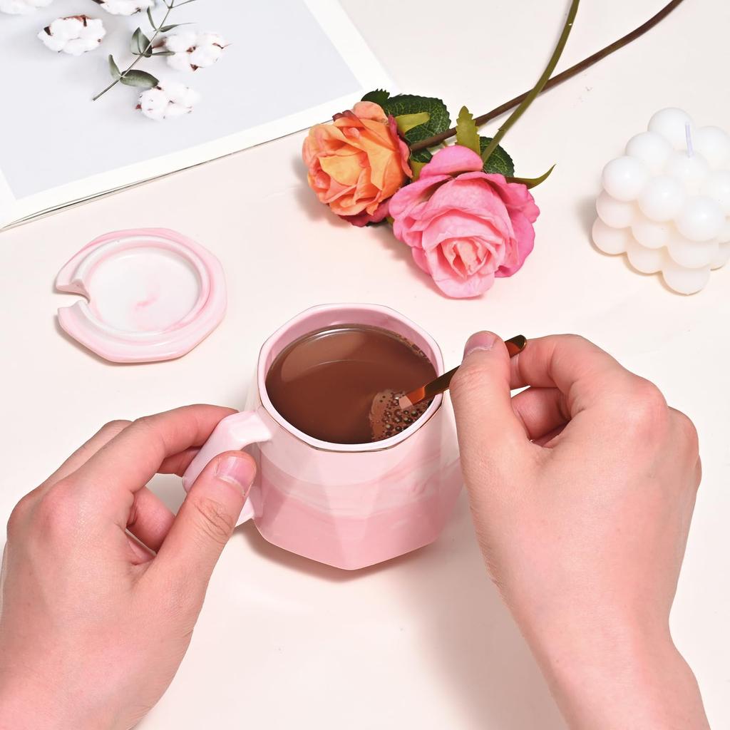 Livole Coffee with Perfect as a Birthday Gift for Day Retirement Gift for or Includes a Handkerchief and Message Cup, Pink, 350ml, Lid, Women,