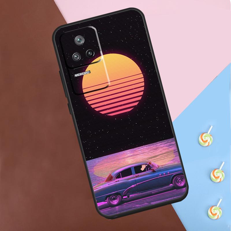 Synthwave 80s Retro Car Case For Xiaomi POCO M6 Pro X3 X5 X6 Pro F3 F5 M5s Mi 14 Pro 13 13T 11T 12T 12 Lite Cover