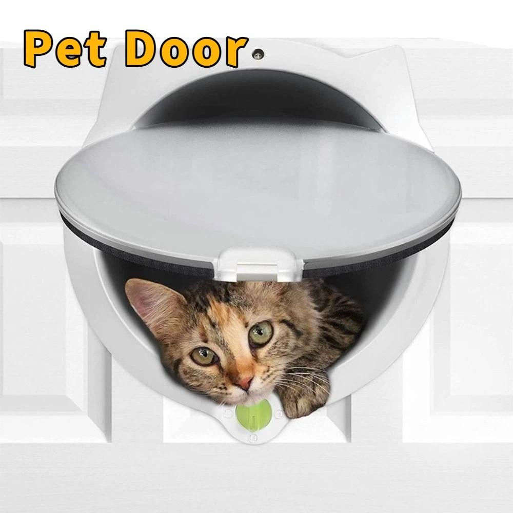 Magnetic Cat Flap Door 4 Locking Modes Bidirectional Opening Pet Automatic Door Plastic With Cat Ears Pet Archway
