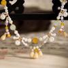 Retro Ethnic Style Necklace Chinese Style Beaded Flower Choker Natural Stone Prayer Necklaces Women Cheongsam Necklace Jewelry