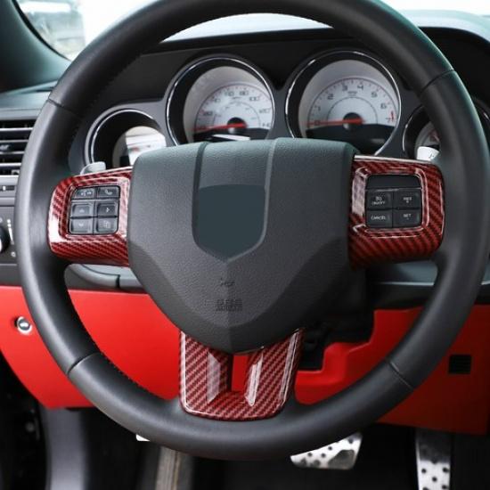 Steering Wheel Moulding Cover Trim for Dodge Challenger Charger 09-14 Red Carbon