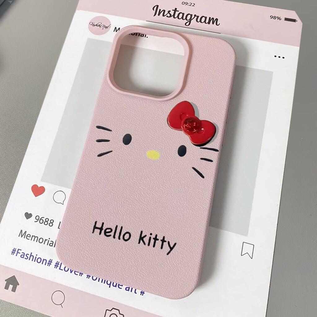 Pretty Cute Hello Kitty Chain Case For Iphone 17 Pro Max 17 Air 16 15 14 13 12 11 Pro Max 16e Lichee Pattern Phone Casing