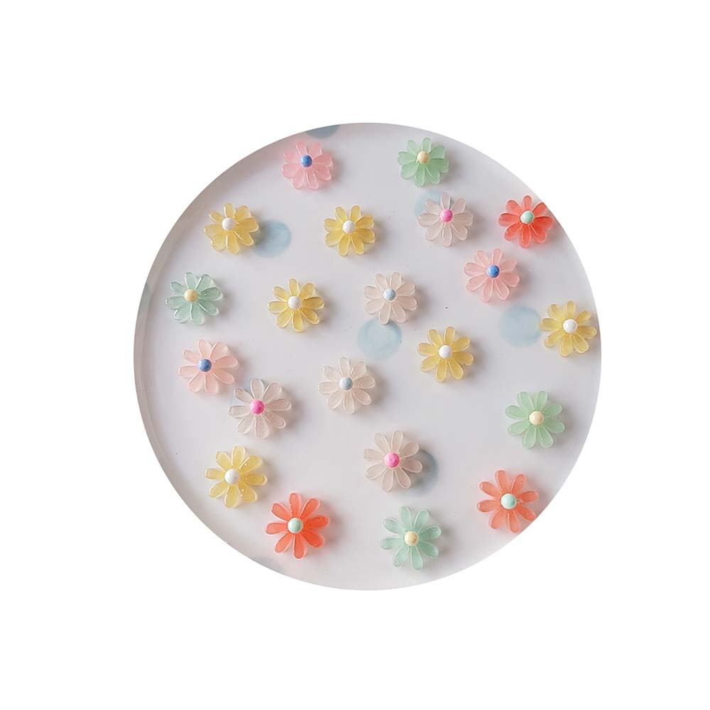 100pcs Resin Flower Beads Transparent Clear Daisy Flatback Cabochons Mix Colors DIY Accessory Embellishment