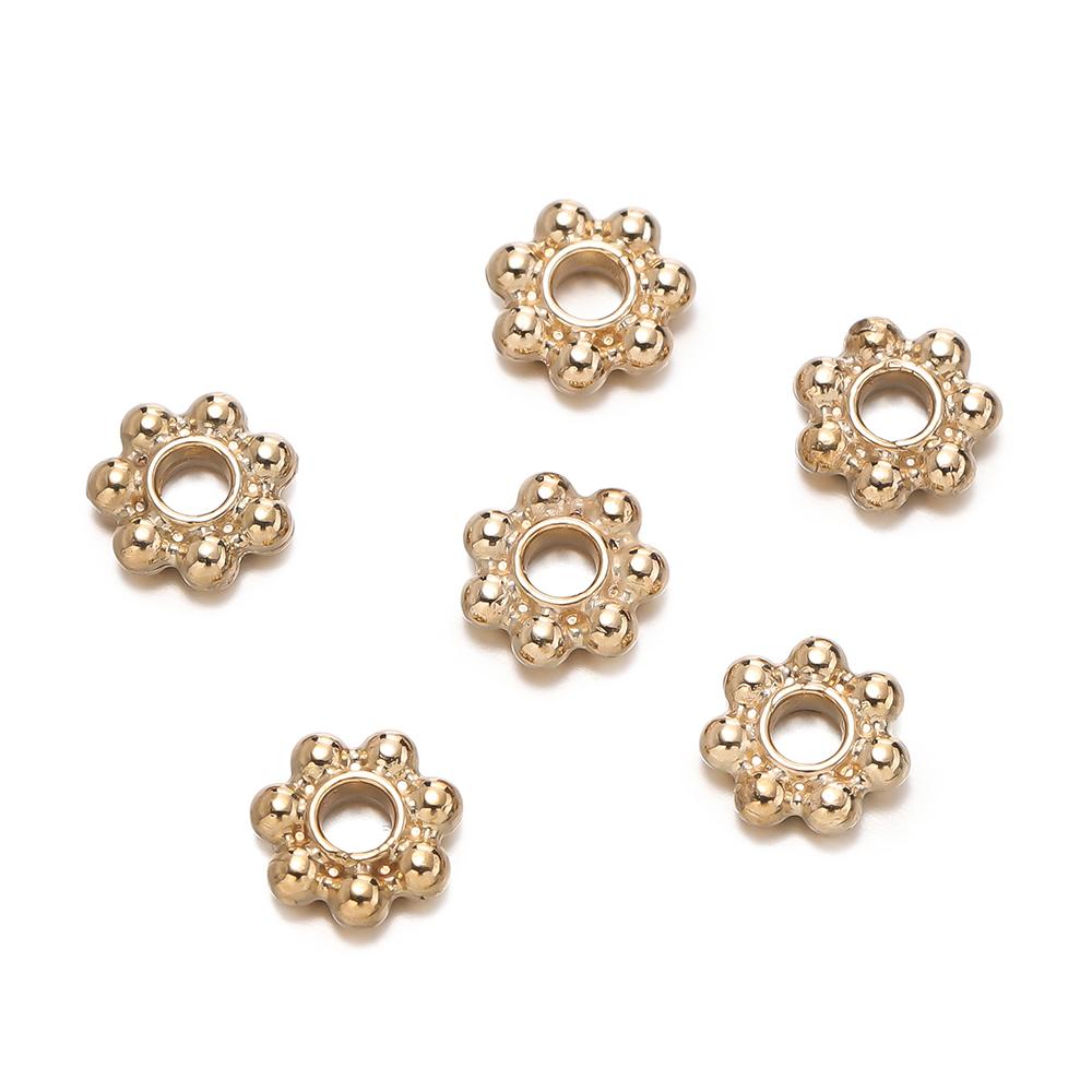 200 Stück 4/6mm Legierung Schneeflocken Perlen Blumen Abstandshalter Lose Perlen für DIY Armband Halskette Schmuckherstellung Zubehör Zubehör