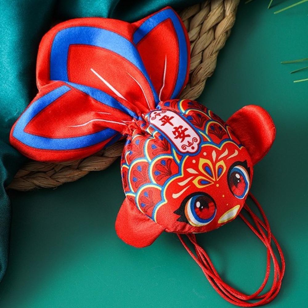 

Cute Chinese Style Cartoon Koi Sachet Bag Handmade Ancient Fish Ornament Embroidery Blessing Sachet Good Luck Pouch Festive