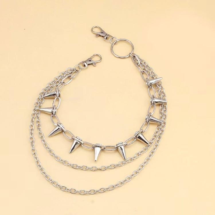 Rocker Metal Chain With Spikes For Pants Belts And Purse Charm Secure Fastening Detachable Waist Decoration Chain