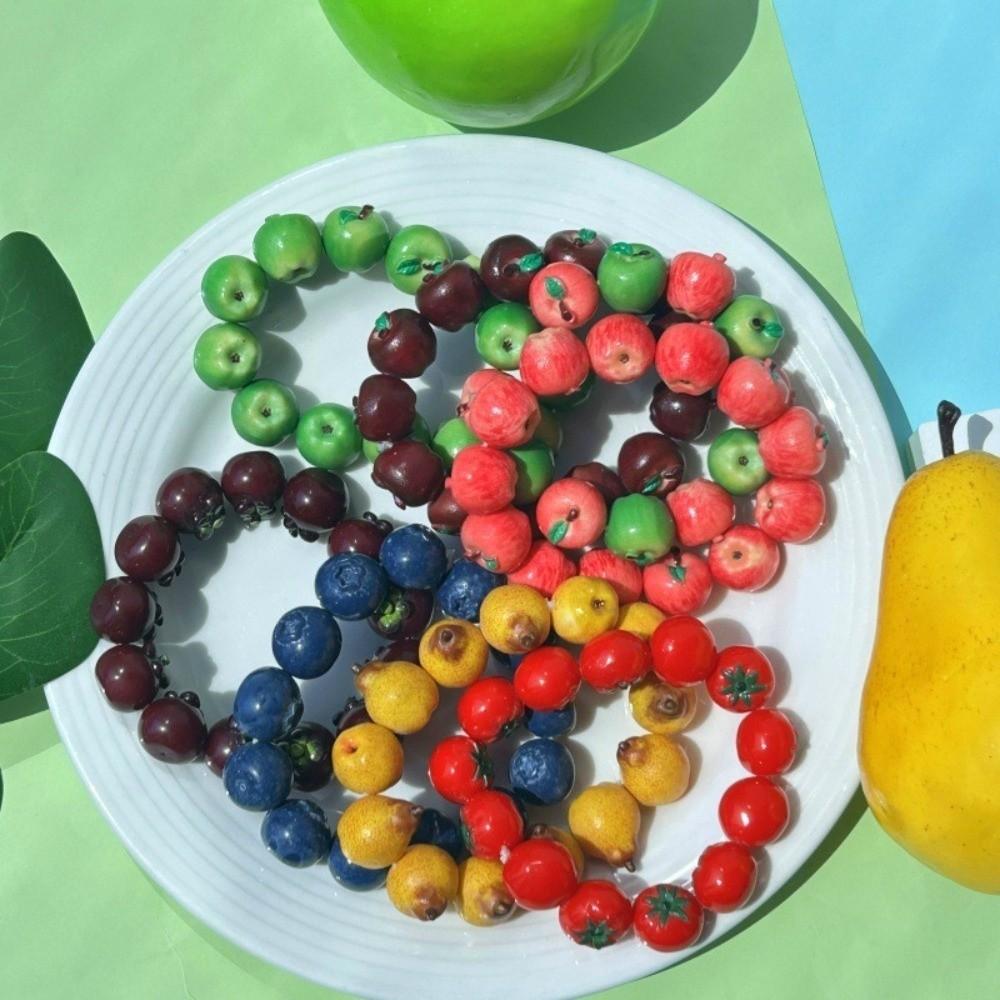 3D Fruit Dopamine Wrist Jewelry Multi-color Cartoon Bracelet Y2K Resin Fruit Bracelet Summer