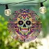 Colorful Skull Wind Chime – 360° Rotating Metal Outdoor Hanging Decor, Weather-Resistant Garden Art for Patio, Balcony & Courtyard – No Electricity