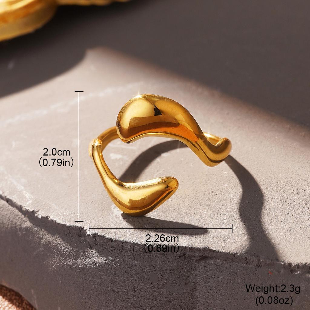 Cold wind fashion stainless steel European and American ring temperament line high-end sense gold hand jewelry