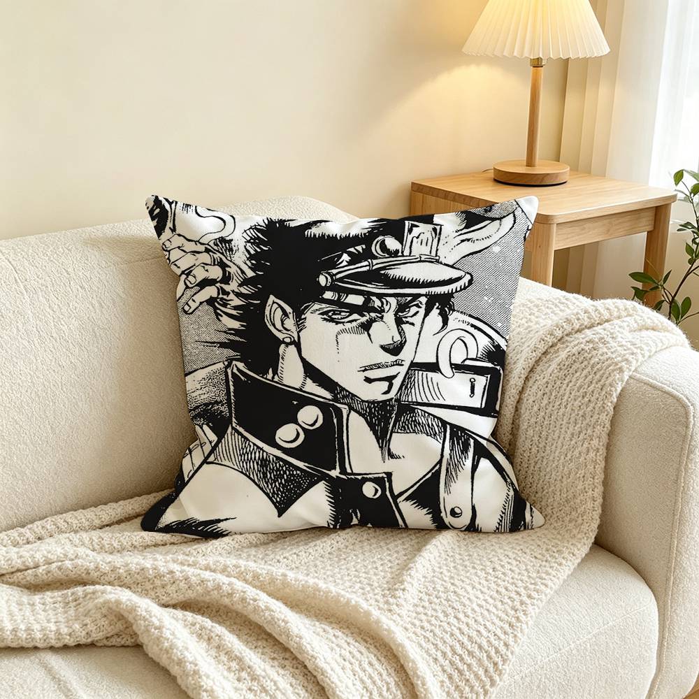 Anime J-JoJos Jotaro Kujo Pillow Case Square Double-Sided Sofa Cushion Cover Bedroom Bedside Pillow