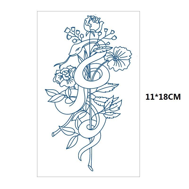 Herbs Gradual Change Jellyfish Planet Feather Snake Big Pattern Geisha Slowly Color Simulation Water Transfer Tattoo Sticker