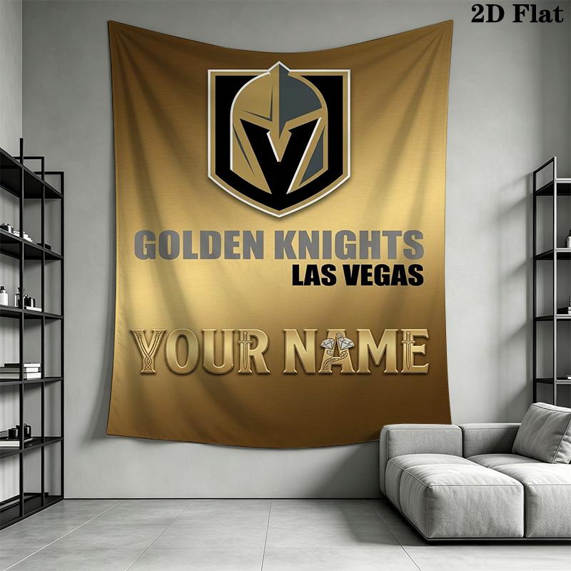 Name Custom Vegas Golden Knights Wall Tapestry Aesthetic Wall Hanging Printed Fabric Blanket Decorative Tapestries for Bedroom Living Room Home Decor