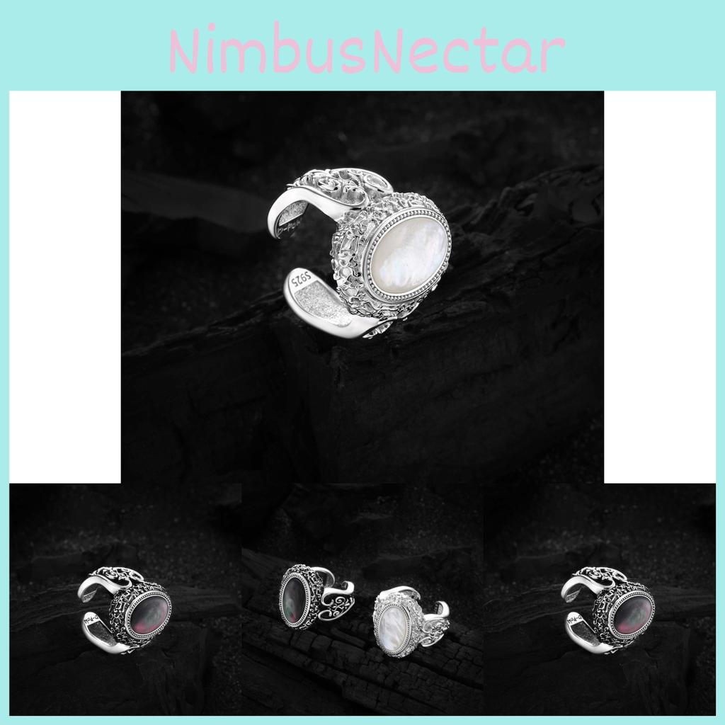 Unique 925 Silver Copper Adjustable Ring With Classic Black Onyx For Women