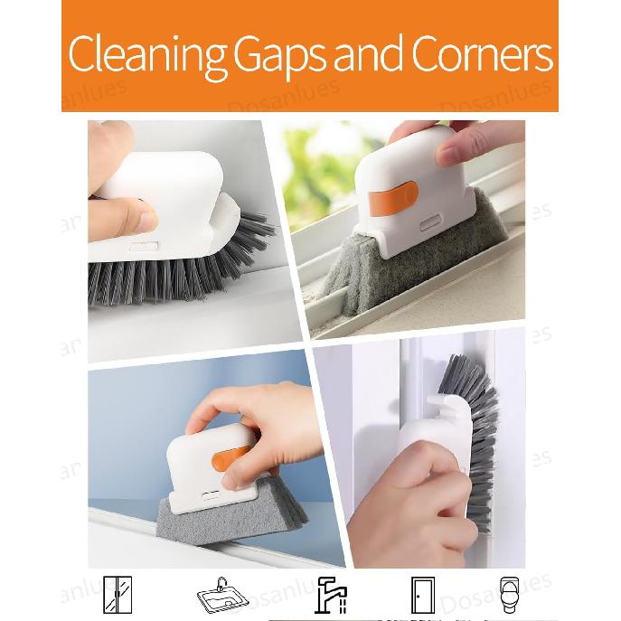 Groove Gap Cleaner Tools Set, 8 Pcs Hand-Held 2 Brush With Dustpan&Tweezer + 2 Sponge Brush With Dustpan + 2 Replacement Sponges +2 Crevice Brushes