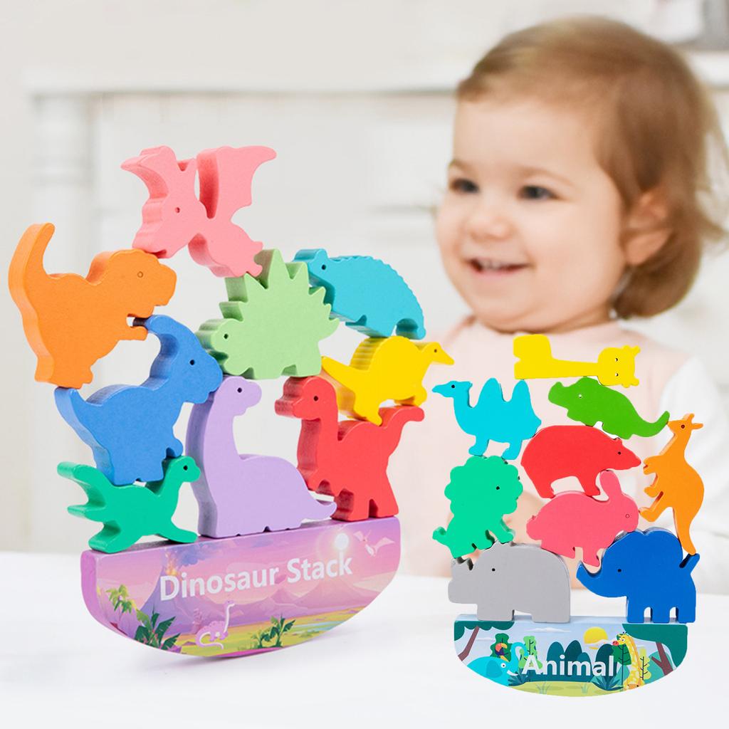 Wooden Animals Balance Stacked High, Educational Toys, Balance Building Block Toys, Train Children's Hand Eye Coordination