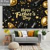 Stylish Father's Day Backdrop, Sleek Black and Gold Design with Men's Fashion Details, Festive Masculine Party Wall Decor
